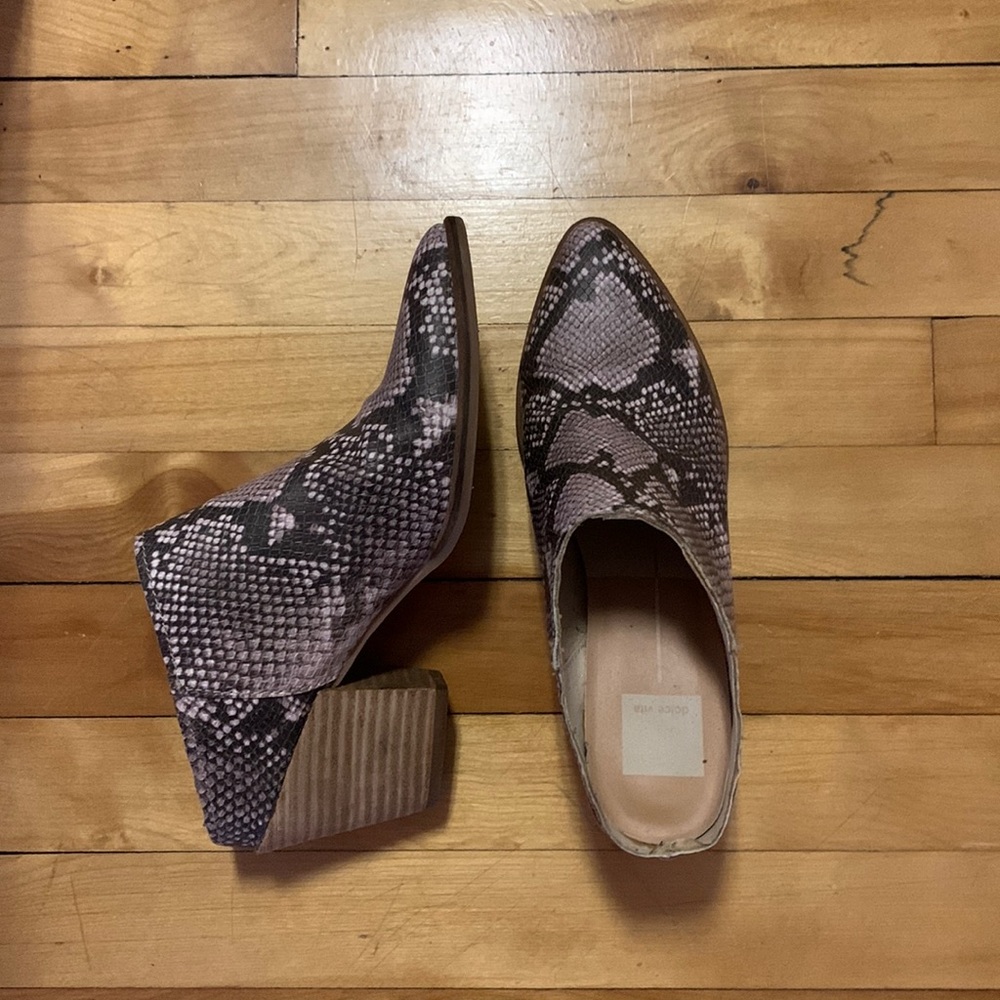 Dolce Vita Heeled Snakeskin Clogs